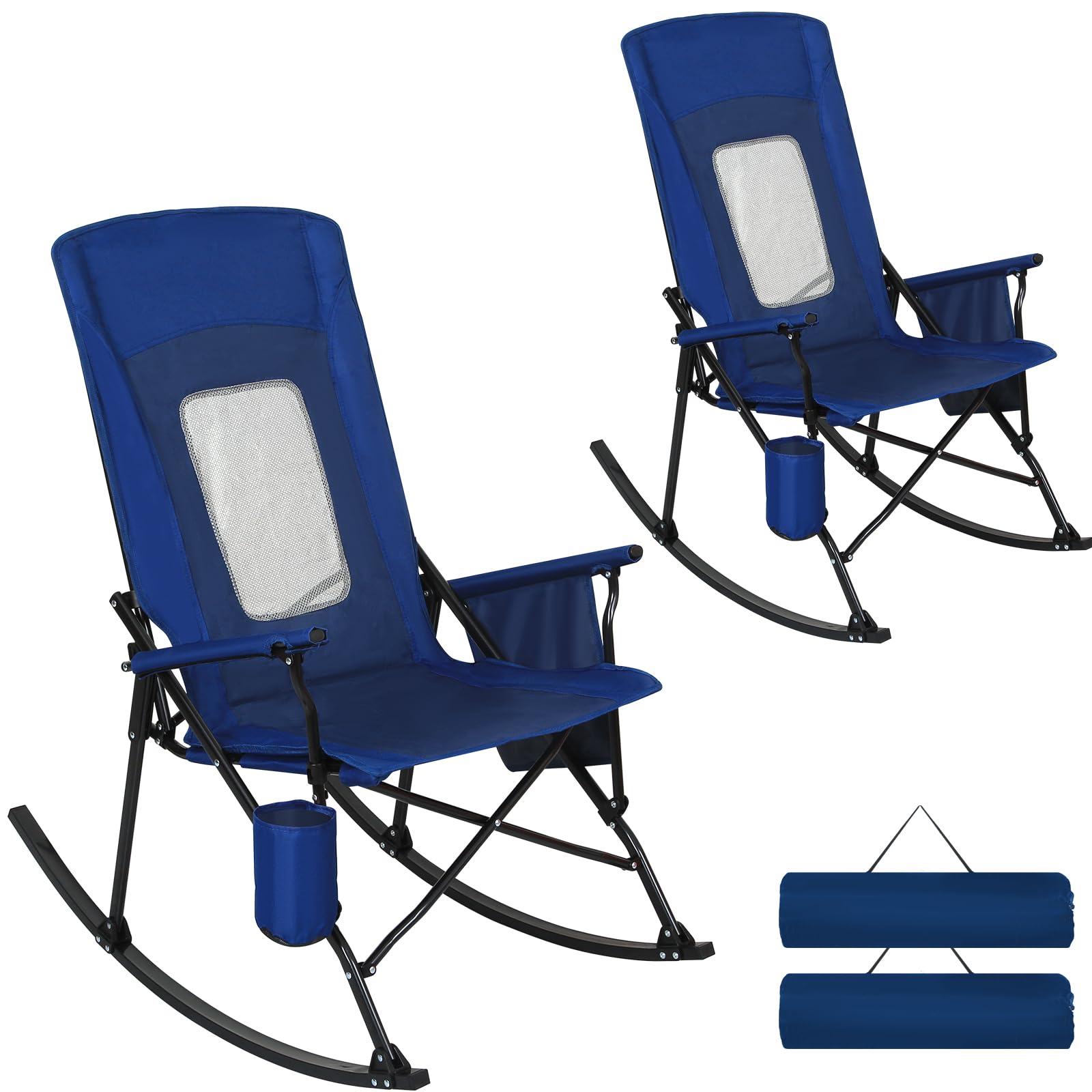 Outdoor Camping Rocker - 2'li Paket Katlanır Sallanan Kamp Sandalyesi,