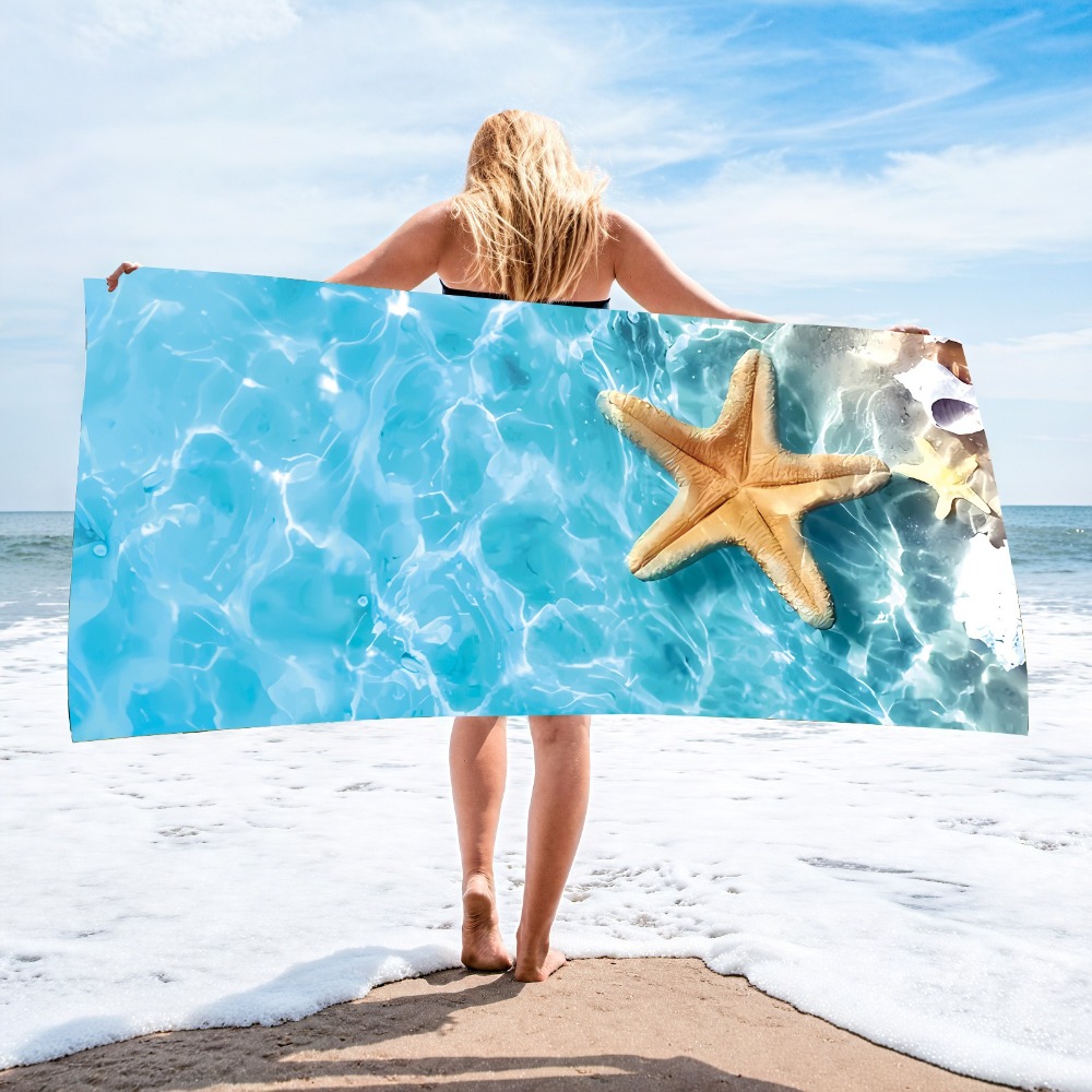 Camp Towel Microfiber - 27.5x55 inç Mavi Okyanus Denizanası Banyo