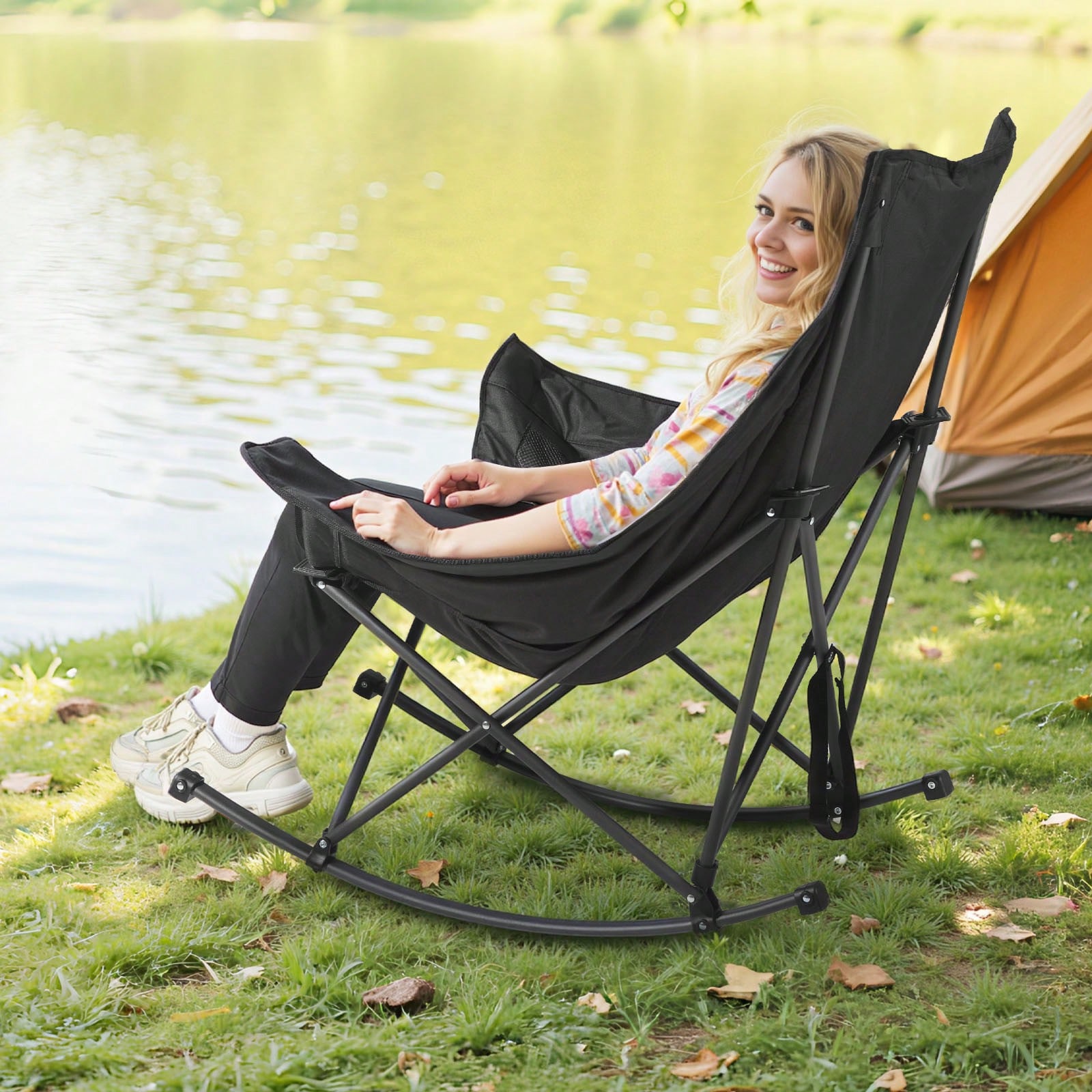 Outdoor Camping Rocker - Sallanan Kamp Sandalyesi, Taşınabilir Katlanır Sallanır