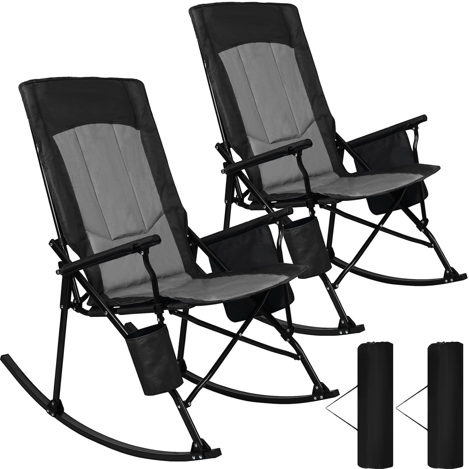 Outdoor Camping Rocker - Yüksek Sırtlı Taşınabilir Sallanan Sandalye Sert