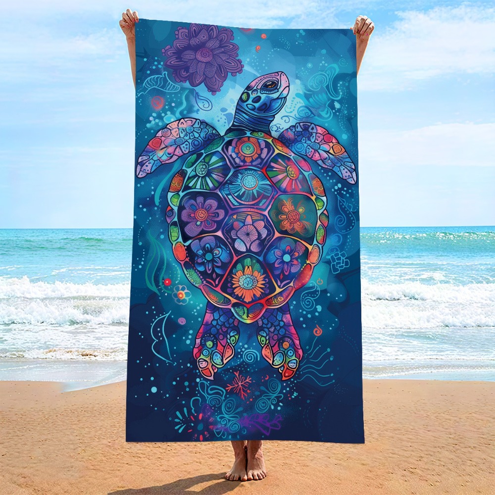 Camp Towel Microfiber - Renkli Deniz Kaplumbağası Plaj Havlusu 39x71