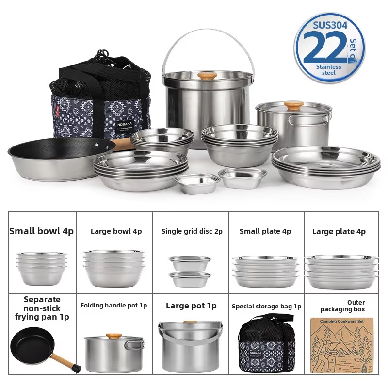 Outdoor Camping Kitchen Table - NOBANA Yeni Açık Paslanmaz Çelik Tencere