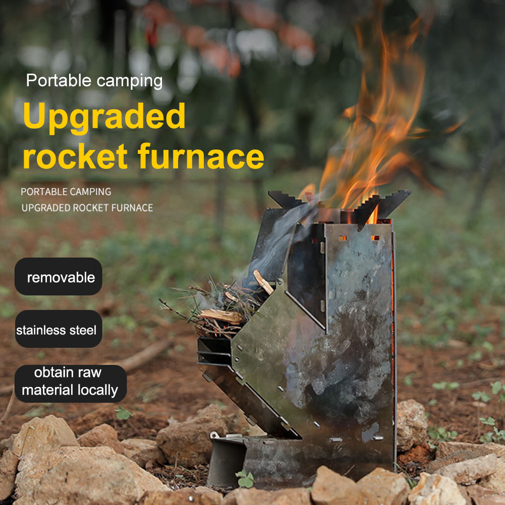 Outdoor Camping Burner - Taşınabilir Sökülebilir Odun Sobası BBQ Roket