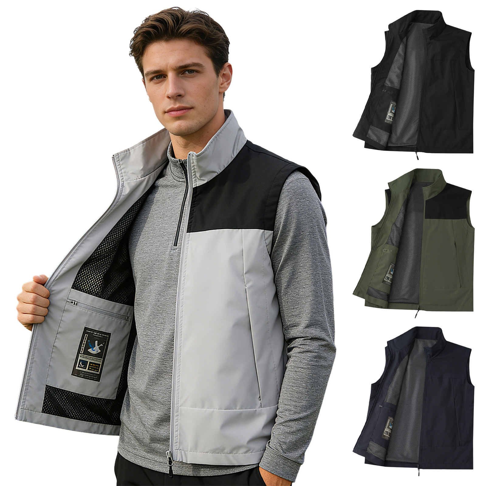 Outdoor Camping Vest - # M-5XL Erkek Golf Yeleği, Dik