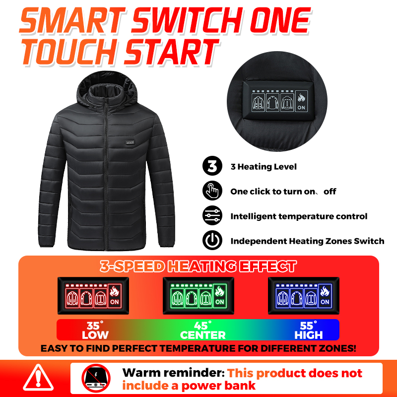 Outdoor Camping Heater - Isıtmalı Ceket, 26 Isıtma Bölgesi, Su