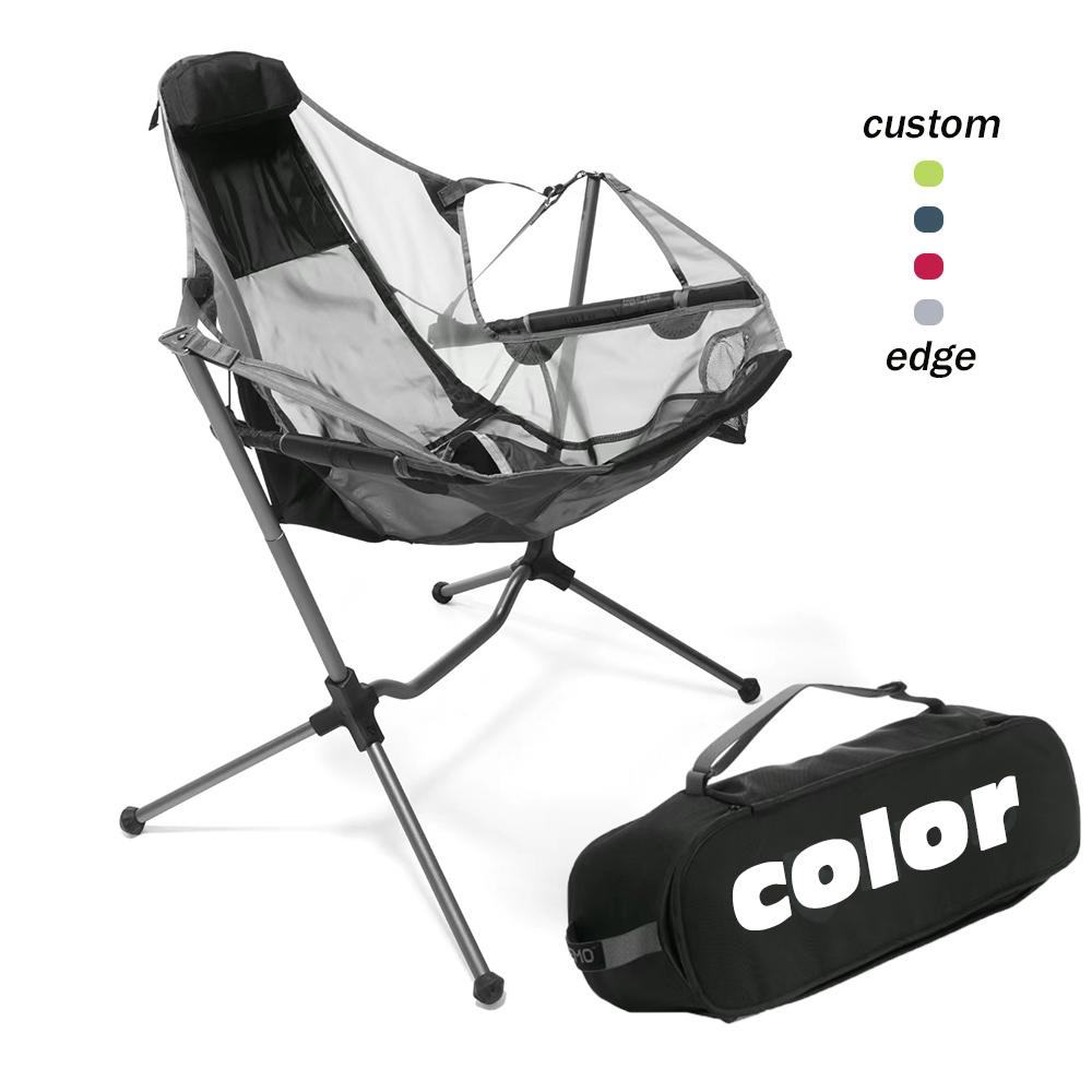 Outdoor Camping Rocking Chair - Taşınabilir Alüminyum Plaj Katlanır Şezlong Hafif