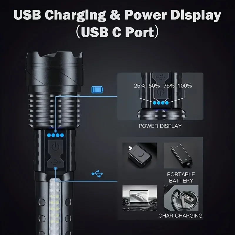 Güçlü LED El Feneri Pil Göster - Outdoor Camping And Fishing incelemesi ve fiyatı