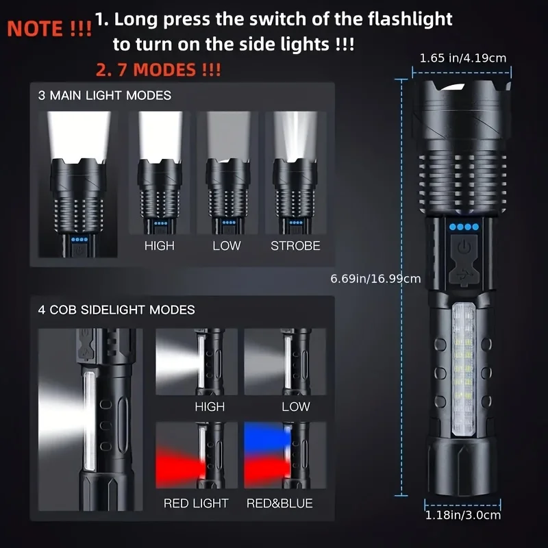 Güçlü LED El Feneri Pil Göster - Outdoor Camping And Fishing incelemesi ve fiyatı